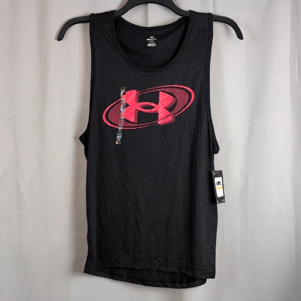 Under‎ Armour Black Tank Top with Red Logo